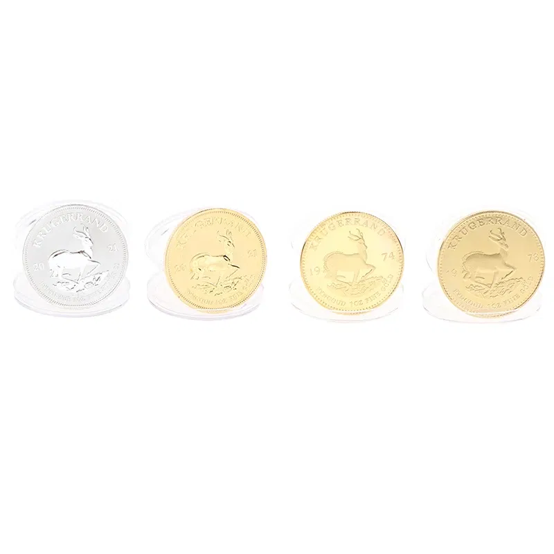 Color: REDDISH BROWN - 1PC 1974/1978/2021 South African Gold Krugerrand Coin 4cm Gold Coin Replica Cosplay Prop