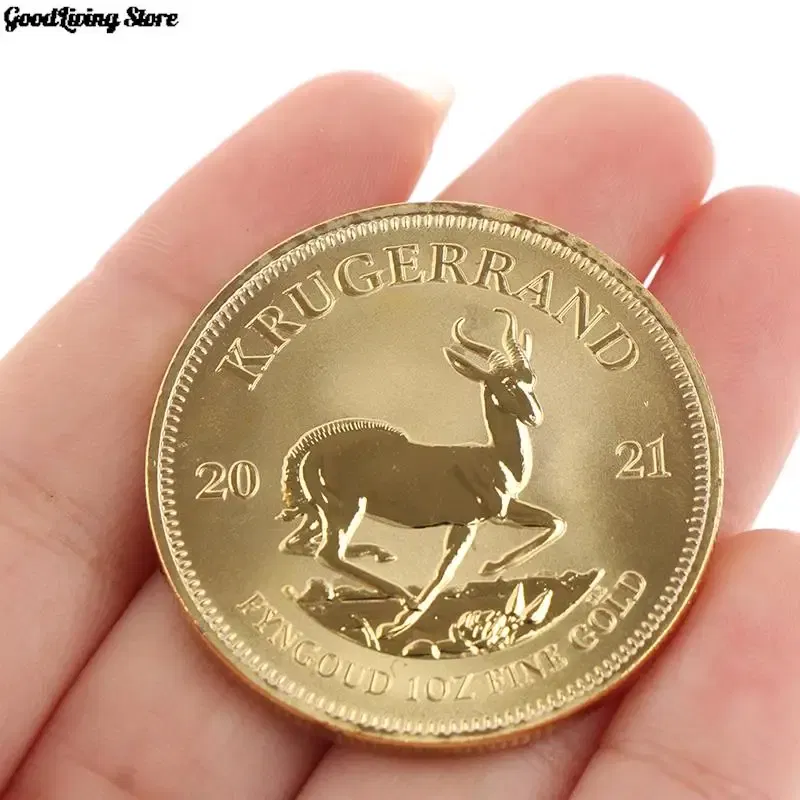 Color: REDDISH BROWN - 1PC 1974/1978/2021 South African Gold Krugerrand Coin 4cm Gold Coin Replica Cosplay Prop
