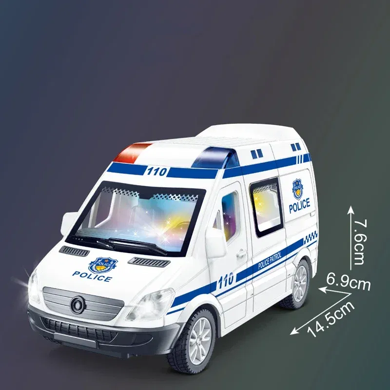 Color: Burgundy - 1:32 Mini Car Diecast Ambulance Fire-Truck Policecar Model Sound And Light Vehicle Simulation Collection Gifts Toys Boys