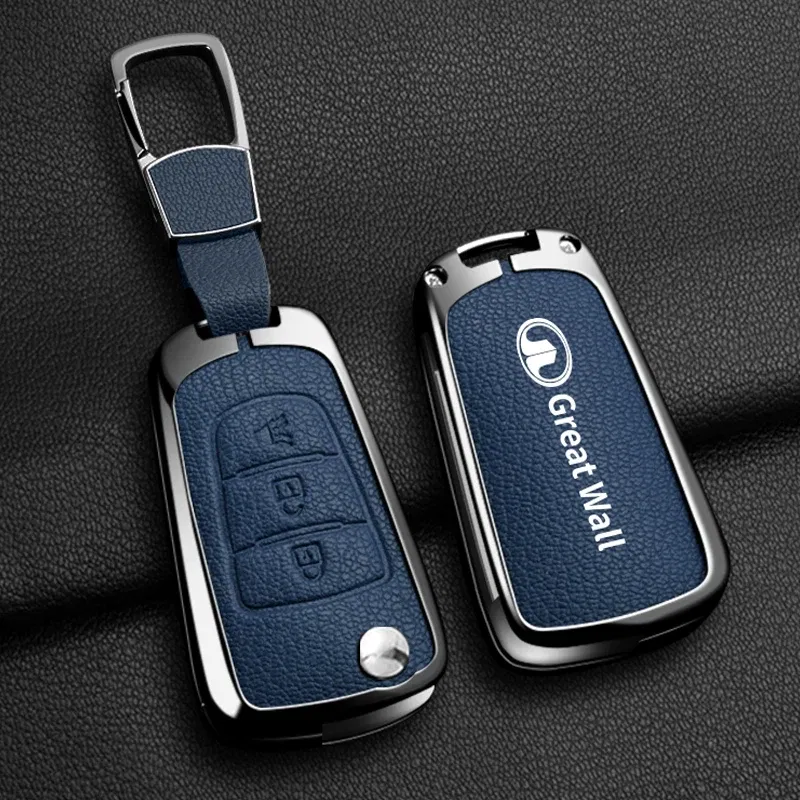 Color Name: Pink - Alloy Car Key Case Cover For Great Wall Haval Hover Wingle 5 6 H3 H5 H6 H1 H3 C30 C50 M4 3Buttons Shell Bag Protector Keychain