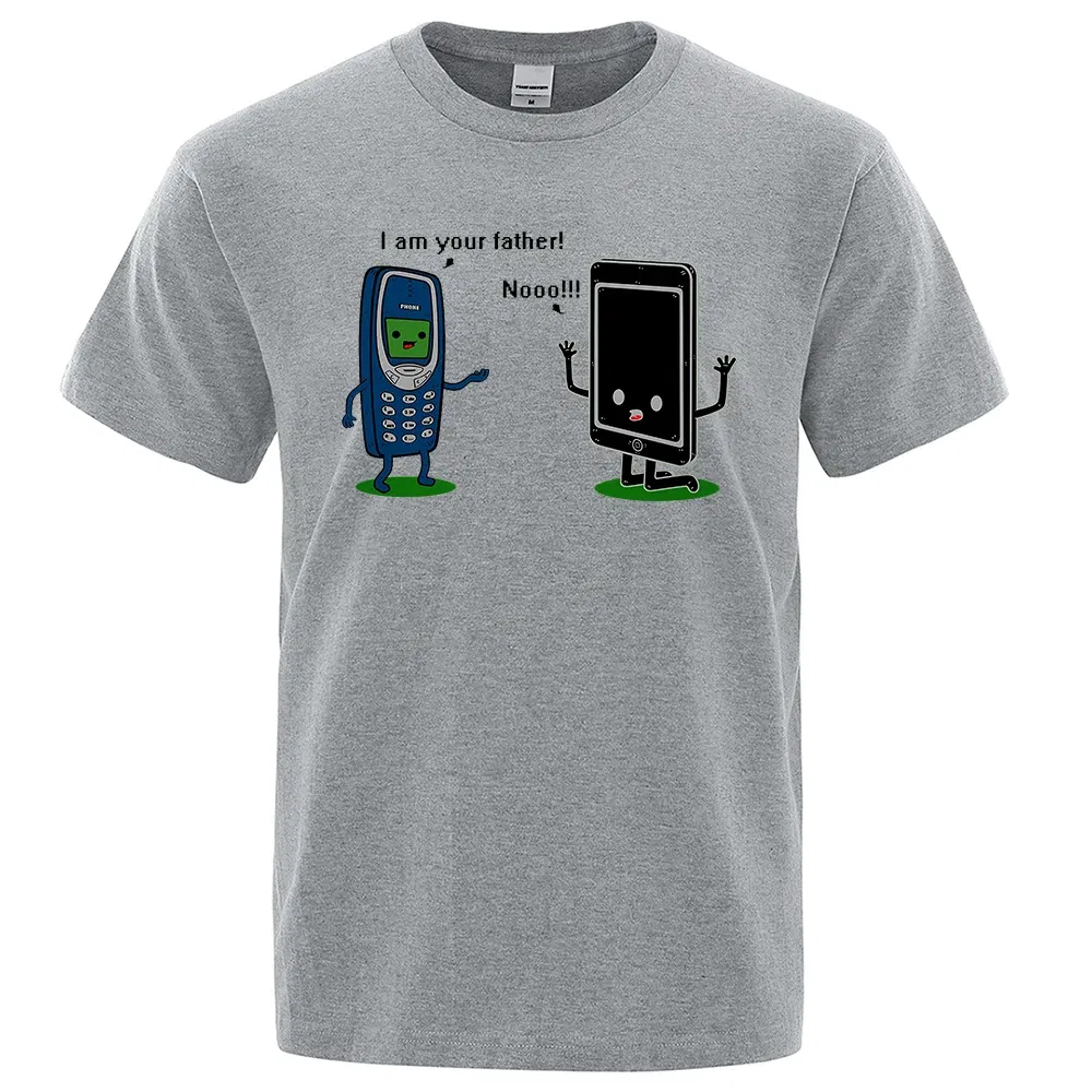 Color: army green, Size: XL - I'm your father Funny phone T-Shirts Men Women Casual Short Sleeve Crewneck Breathable Tops Cotton Summer Hip Hop Tee Clothing