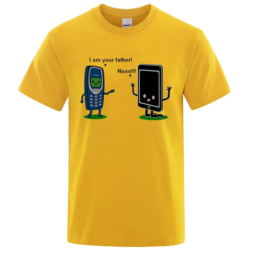 Color: army green, Size: XL - I'm your father Funny phone T-Shirts Men Women Casual Short Sleeve Crewneck Breathable Tops Cotton Summer Hip Hop Tee Clothing