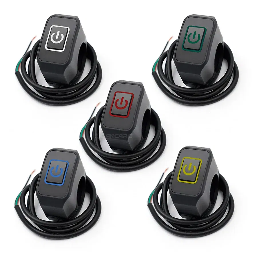 Color: Dark Grey - Motorcycle Handlebar Switch with LED Light 7/8'' 22mm Momentry Buttton for Electric Star Kill Waterproof Control Switch Button