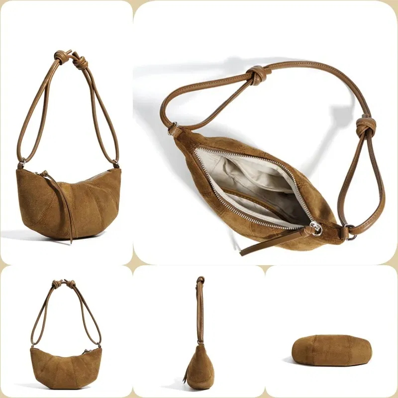 New 2024 Frosted Cowhide Autumn and Winter Dumpling Bag, Fashionable And Exquisite Single Shoulder Crossbody Bag For Women