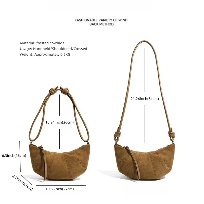 New 2024 Frosted Cowhide Autumn and Winter Dumpling Bag, Fashionable And Exquisite Single Shoulder Crossbody Bag For Women