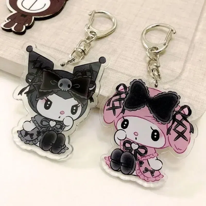 Color: Red - Sanrioed Cute Kawaii Cartoon 10cm Kuromi My Melody Dark Wind Acrylic Bag Pendant Couple Keychain Acrylic Pendant