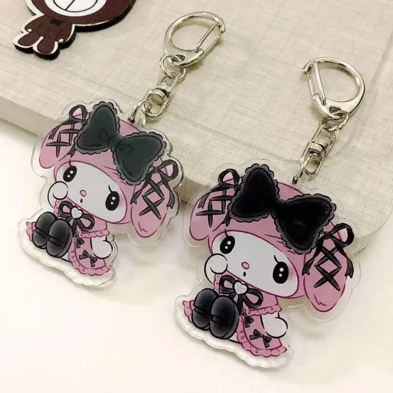 Color: Red - Sanrioed Cute Kawaii Cartoon 10cm Kuromi My Melody Dark Wind Acrylic Bag Pendant Couple Keychain Acrylic Pendant