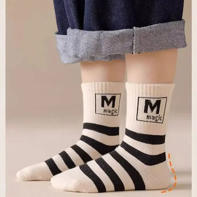Color: black, Size: 4-6T - 5 Pairs Boys Socks Autumn Cotton Socks Baby Child 1-14T Kids Cartoon Bear Pattern Sport Sock