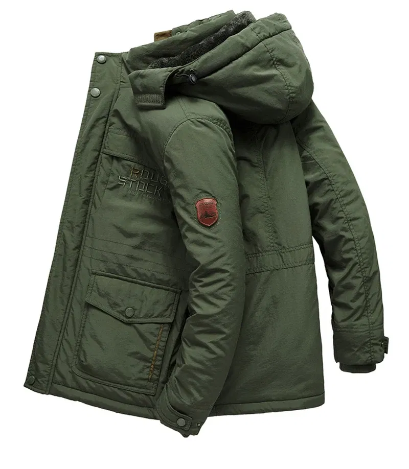 Color: Burgundy, Size: XXL - TELLHIGH 2024 Winter Parka Men Jacket Mens Plus Velvet Men Hooded Windbreaker Coats Men Casual Warm Jackets Coat Detachable Hat