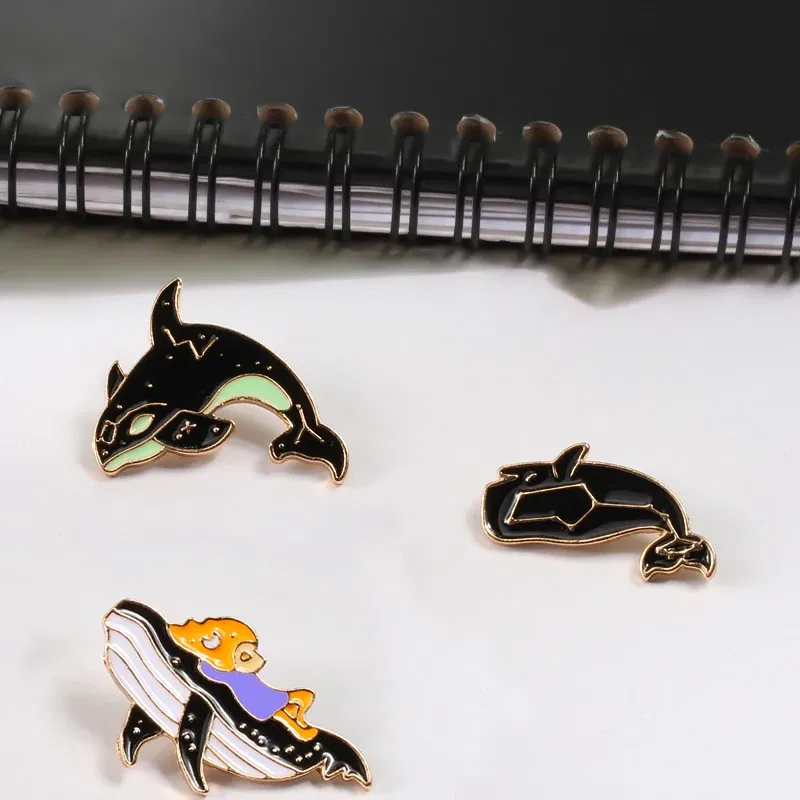 Metal color: SILVER PLATED, Ships From: CHINA - Cartoon Fish Brooches Collection Fish Koi Flag Bag Clothes Decorative Jewelry Goldfish Shark Whale Brooch Lapel Enamel Pin Badge