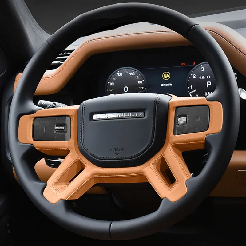 Color Name: Blue - Car Color Interior Leather Steering Wheel Cover for Land Rover Defender 110/130/90 2020 2021 2022 2023 2024 2025