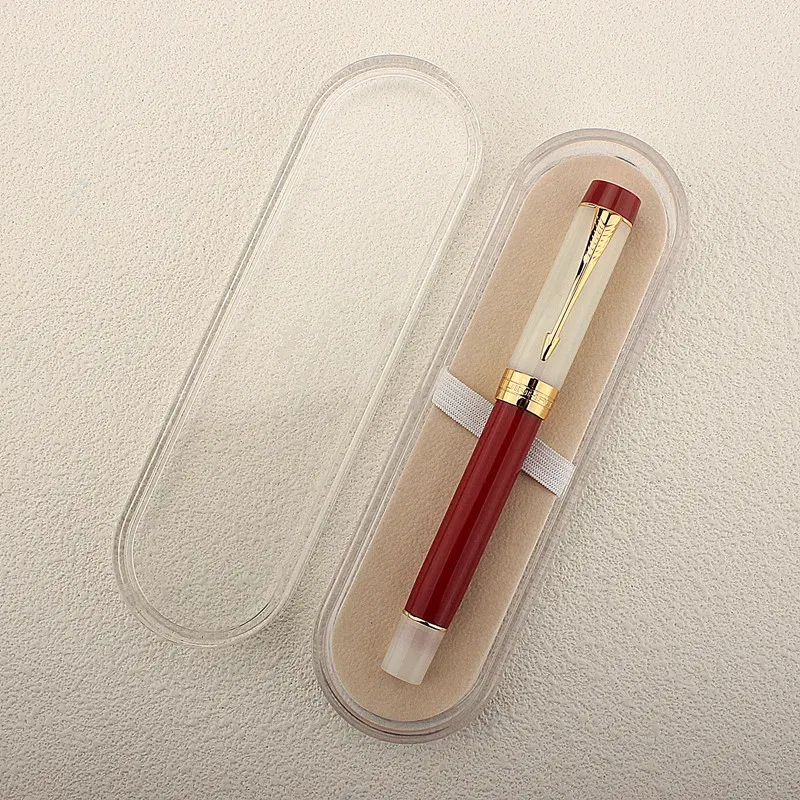 Color: WHITE, Nib Size: M - JINHAO 100 Centennial Fountain Pen Resin Gold Clip Nib EF F M Students Pens Business Stationery School Office Supplies PK 9019