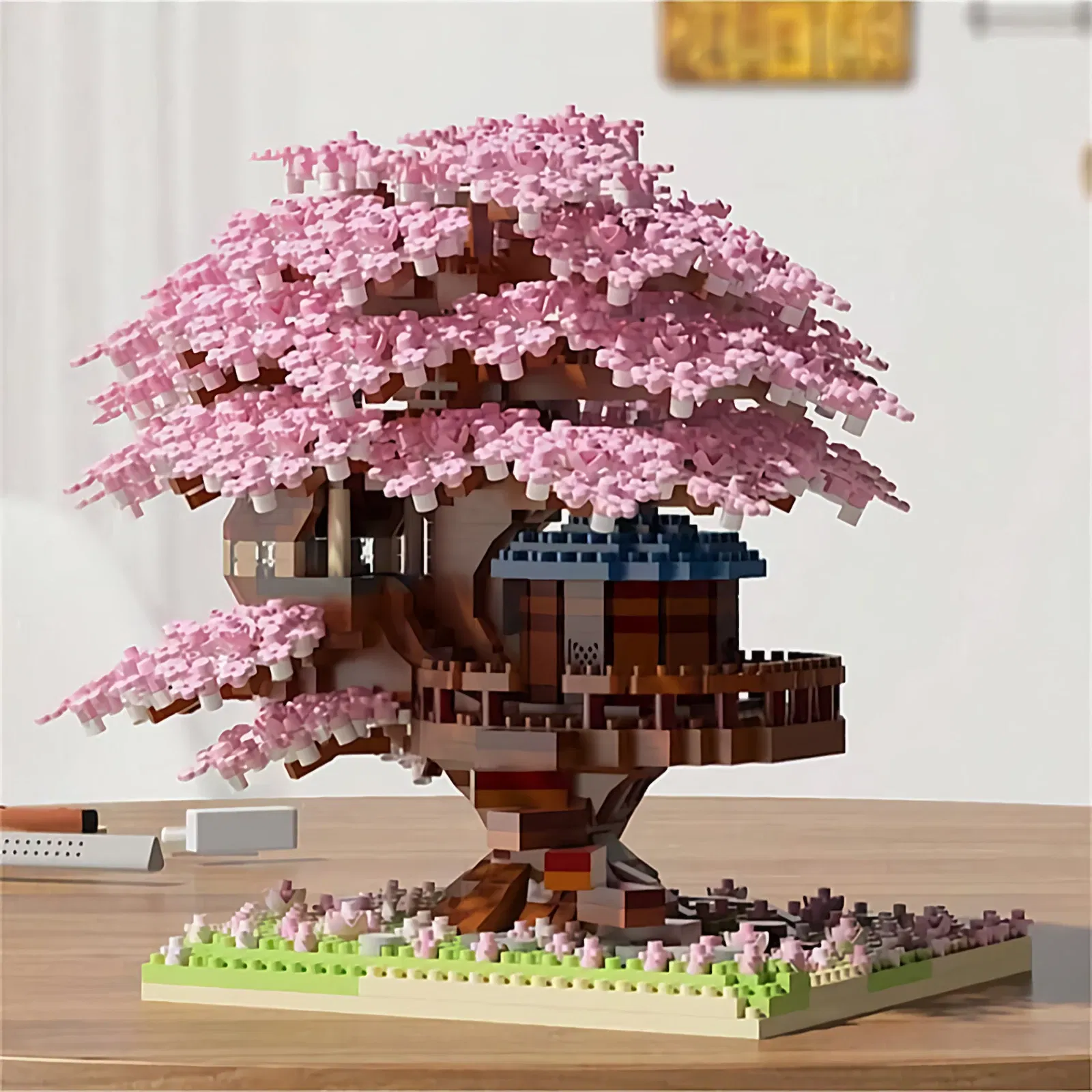 Mini Sakura Tree Building Blocks Set DIY Cherry Blossom Bricks Treehouse Model Decoration Romantic Gift for Girlfriend