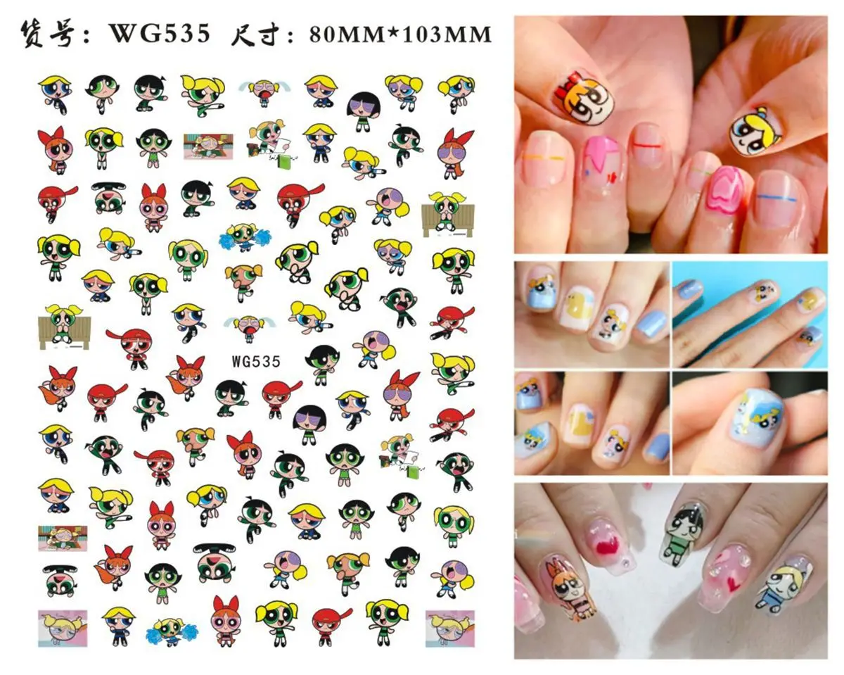Color: Lanvender - 1PCS Big Eyes Girl 3D Adhesive Nail Art Sticker Pikachu Lilo and Stitch Cartoon Nail Sticker Nail Decal Nail Art Decoration