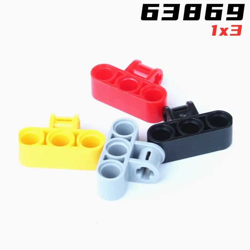 Color: Red - Rainbow Pig MOC Particles 63869 42191 High-Tech Axle and Pin Connector Perpendicular Triple Building Blocks Parts Kids DIY Toys