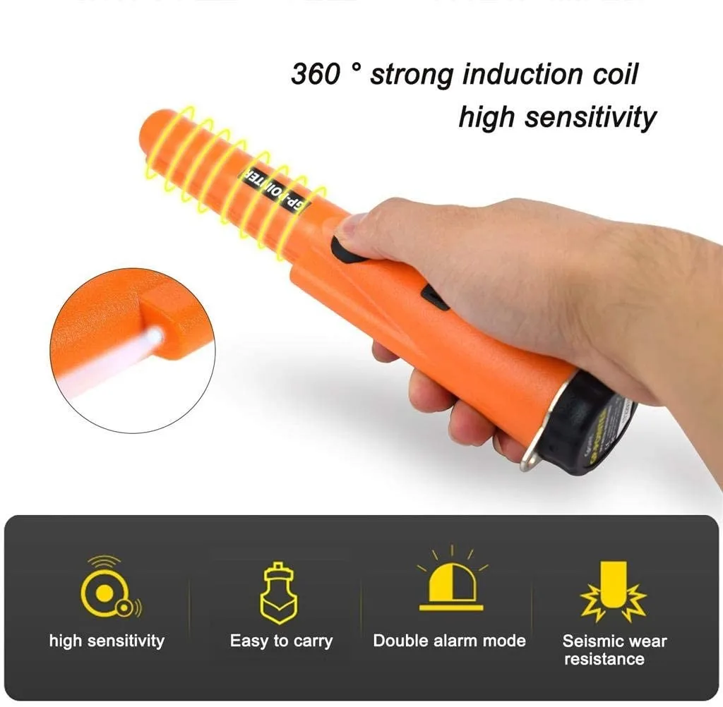 Metal Detector Pinpointer,Partial Waterproof Handheld Convenient Pin Pointer Wand with Holster, 360?°Scanning Locating Gold Coin