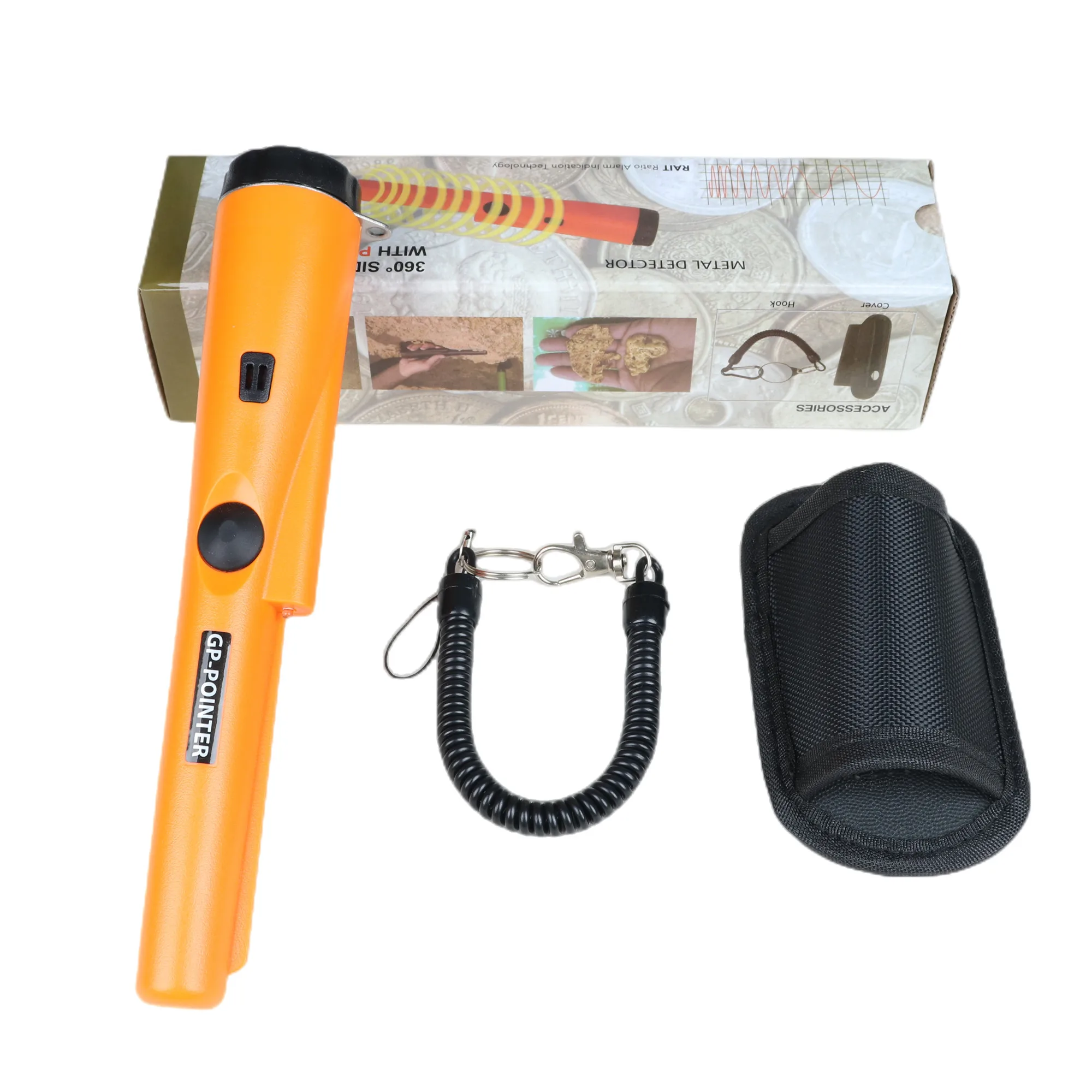 Metal Detector Pinpointer,Partial Waterproof Handheld Convenient Pin Pointer Wand with Holster, 360?°Scanning Locating Gold Coin