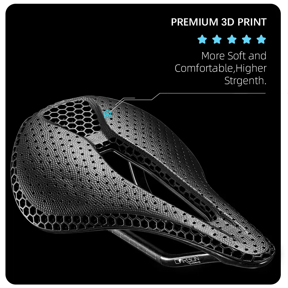 Color: WHITE - RYET Carbon Bicycle Saddle 3D Printed Saddle EVA Saddle Ultralight Bike Seating Triathlon Road MTB Mountain Gravel Cycling Parts