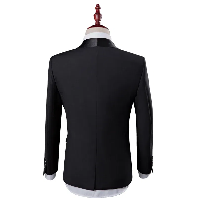 Color: Blue, Size: XXXL - Shenrun Men Tuxedo Slim Fit Fashion Suit Wedding Shawl Lapel 3 Pieces Skinny Single Breasted Jacket Party Prom Singer Costume