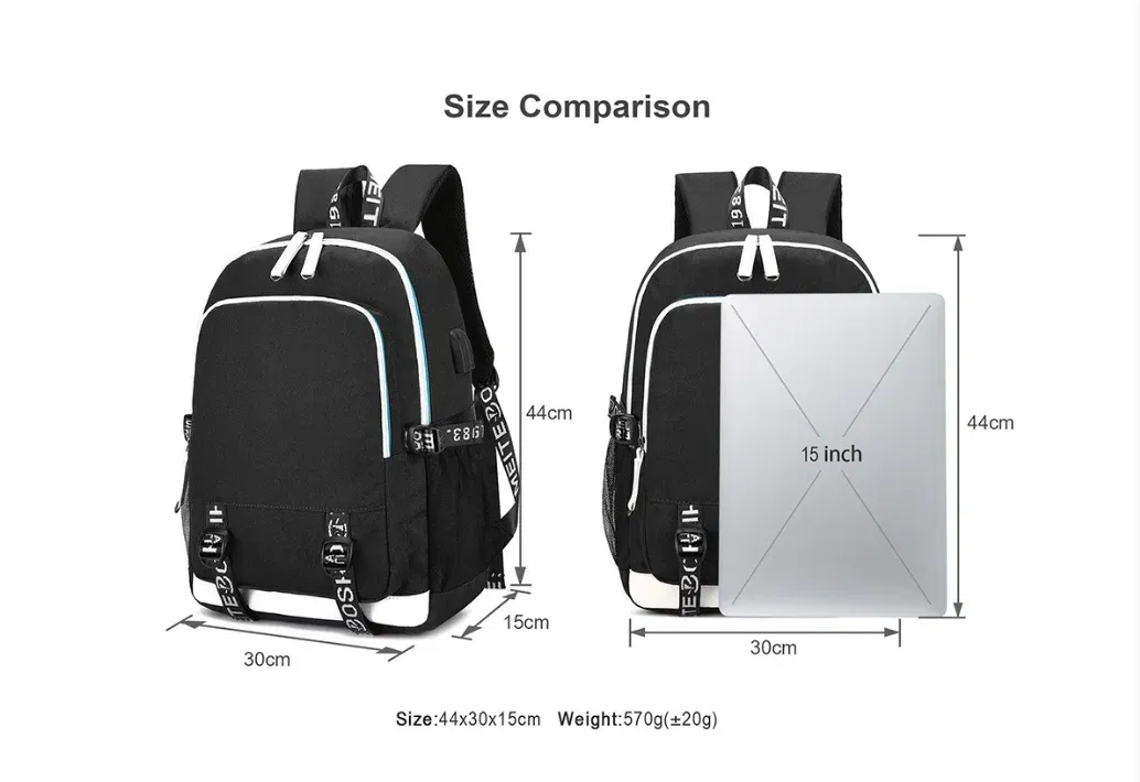 Color: Gold - Hot Jujutsu Kaisen Backpack Men Women USB Charging Laptop Travel Backpack Teenager Student Backpack Casual Mochila