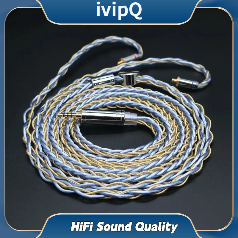 Color: Sky blue - ivipQ 8-Core Earbud Wire 7N Litz OCC and 6N Gilt OCC Mixed Cable 2.5mm/3.5mm/4.4mm/MMCX/2PIN/0.78mm Earphone Upgrade Line