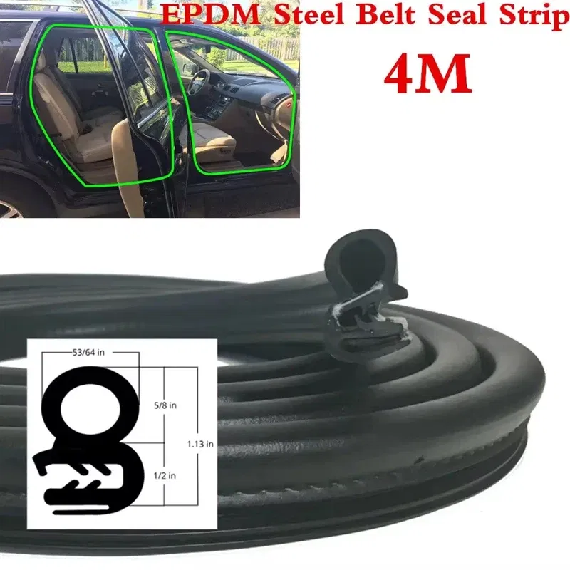 Color: black - Car Door Rubber Seal Weatherstrip Steel Belt Weatherstripping Soundproof Waterproof Seal Kit Strip Rubber Seal Edge Trim