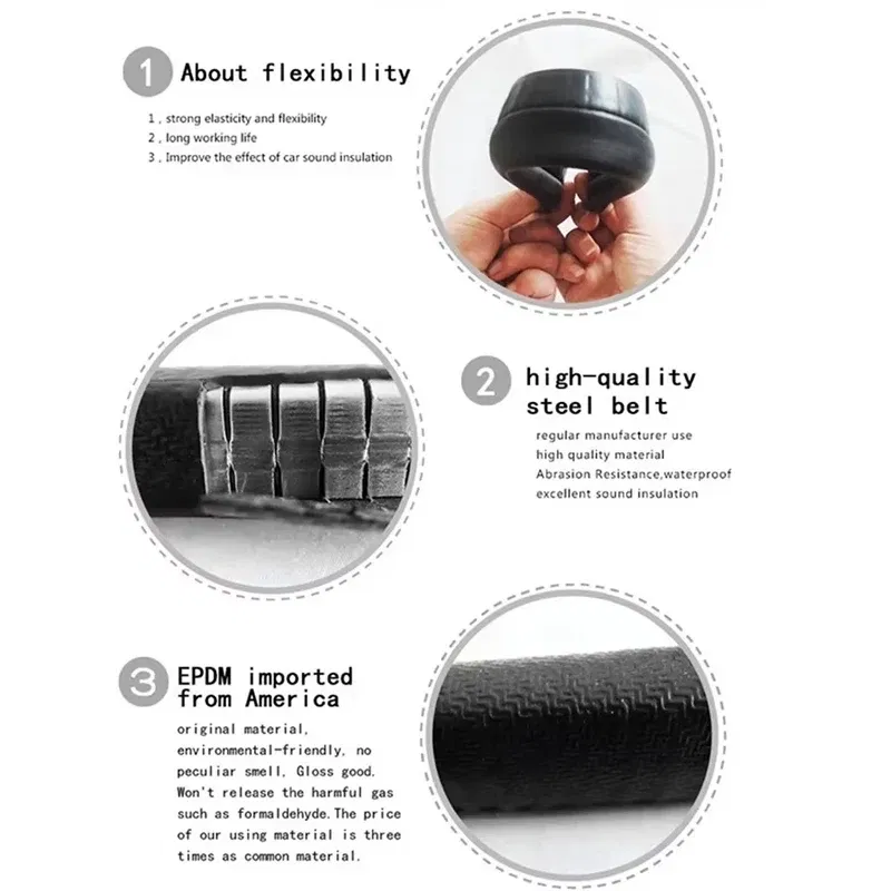 Color: black - Car Door Rubber Seal Weatherstrip Steel Belt Weatherstripping Soundproof Waterproof Seal Kit Strip Rubber Seal Edge Trim