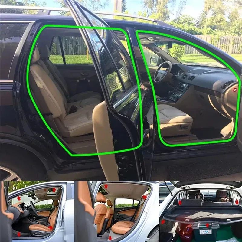 Color: black - Car Door Rubber Seal Weatherstrip Steel Belt Weatherstripping Soundproof Waterproof Seal Kit Strip Rubber Seal Edge Trim