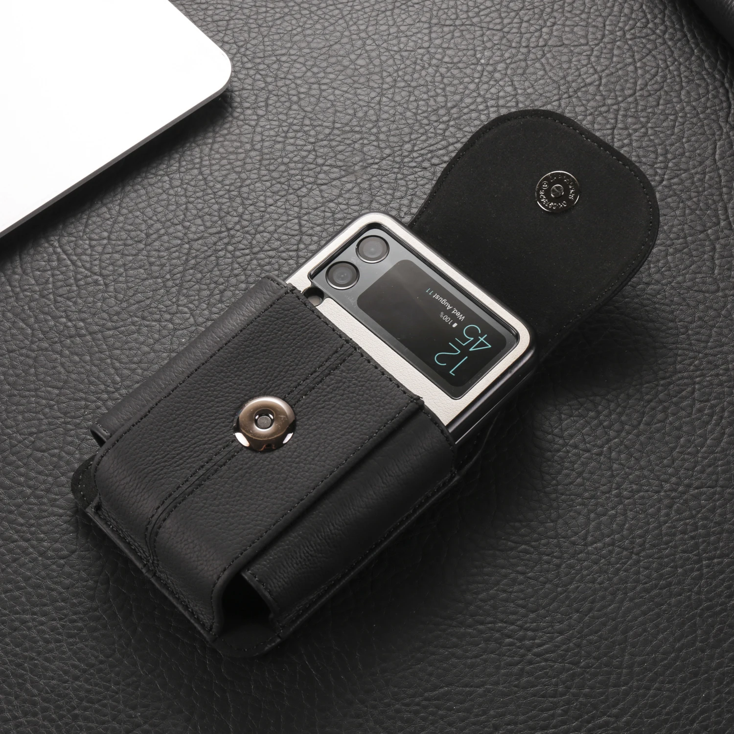 Color: black, Ships From: CHINA, Material: Plastic - Cow Leather Belt Clip Case Holster Pouch For Samsung Galaxy Z Flip 6 5 4 3,Moto Razr 50 40 Ultra,Huawei P50 Pocket S Waist Bag