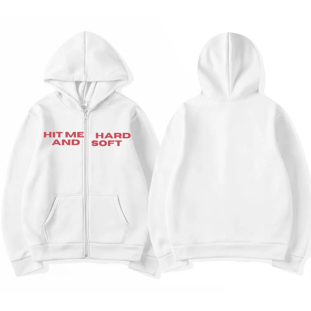 Color: black, Size: S - Hit Me Hard and Soft 2025 Tour Zipper Hoodies Fans Gift Men Women Clothing Pullovers Fashion Hip Hop Zip Up Sweatshirts Jackets
