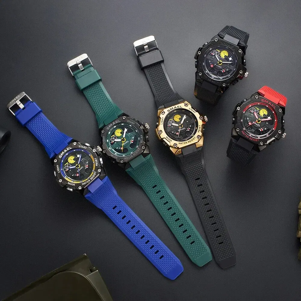 Color: Gold - SMAEL Brand Waterproof Dropshipping Watch Alarm Clock 8092 Young Fashion Quartz Sport Wristwatches