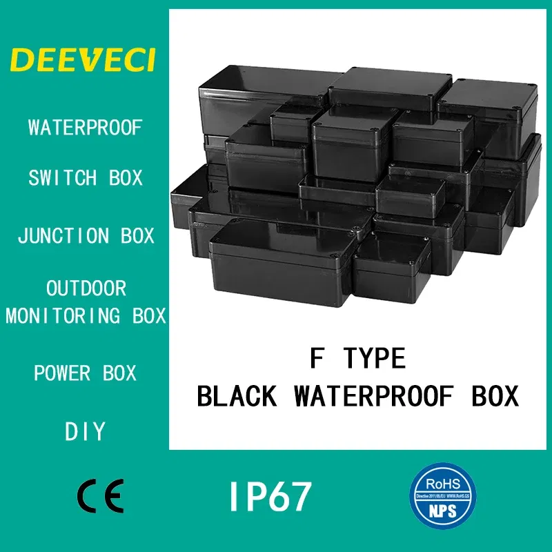 Color: Gold - Black Outdoor Waterproof Enclosure Plastic Box Electronic Project Instrument Case Electrical Project Box Junction Box Housing