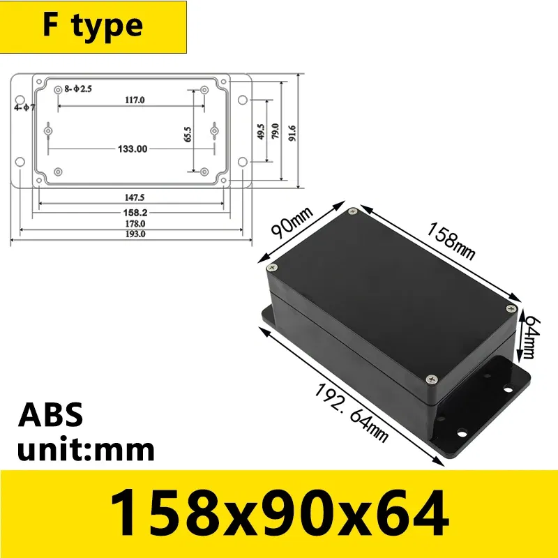 Color: Gold - Black Outdoor Waterproof Enclosure Plastic Box Electronic Project Instrument Case Electrical Project Box Junction Box Housing