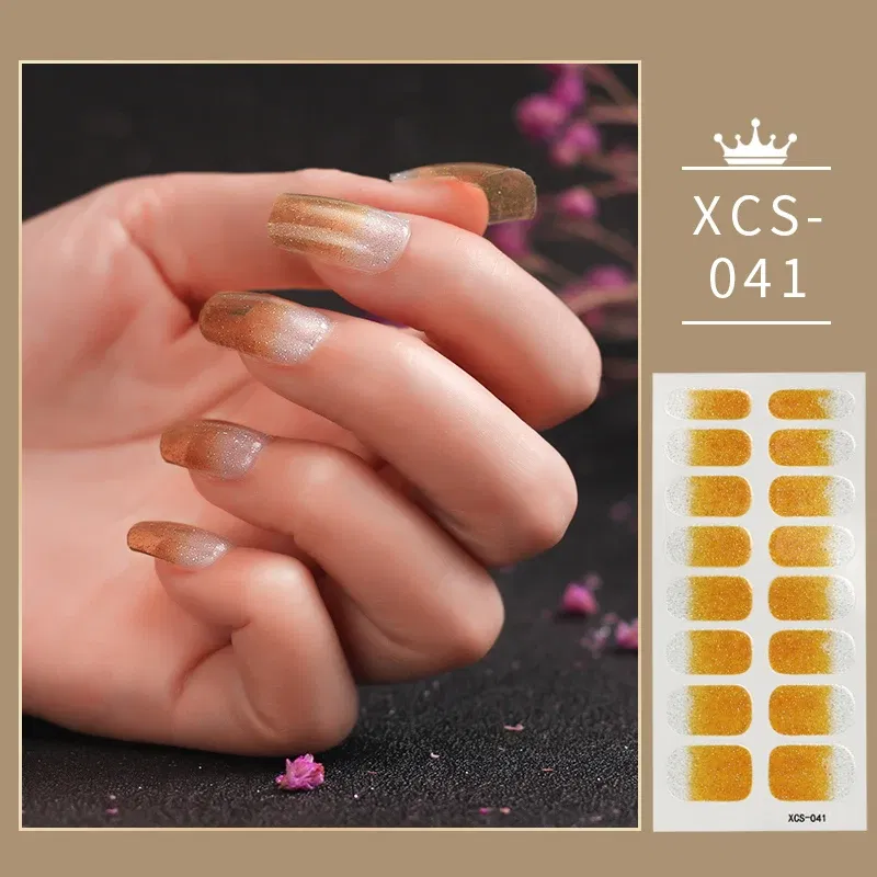 Color: Grey green - Rose Red Shiny Twinkle Full Cover Nail Stickers Sticker For Nails Self Adhesive Nail Sticker Fashion Nail Stickers Beauty