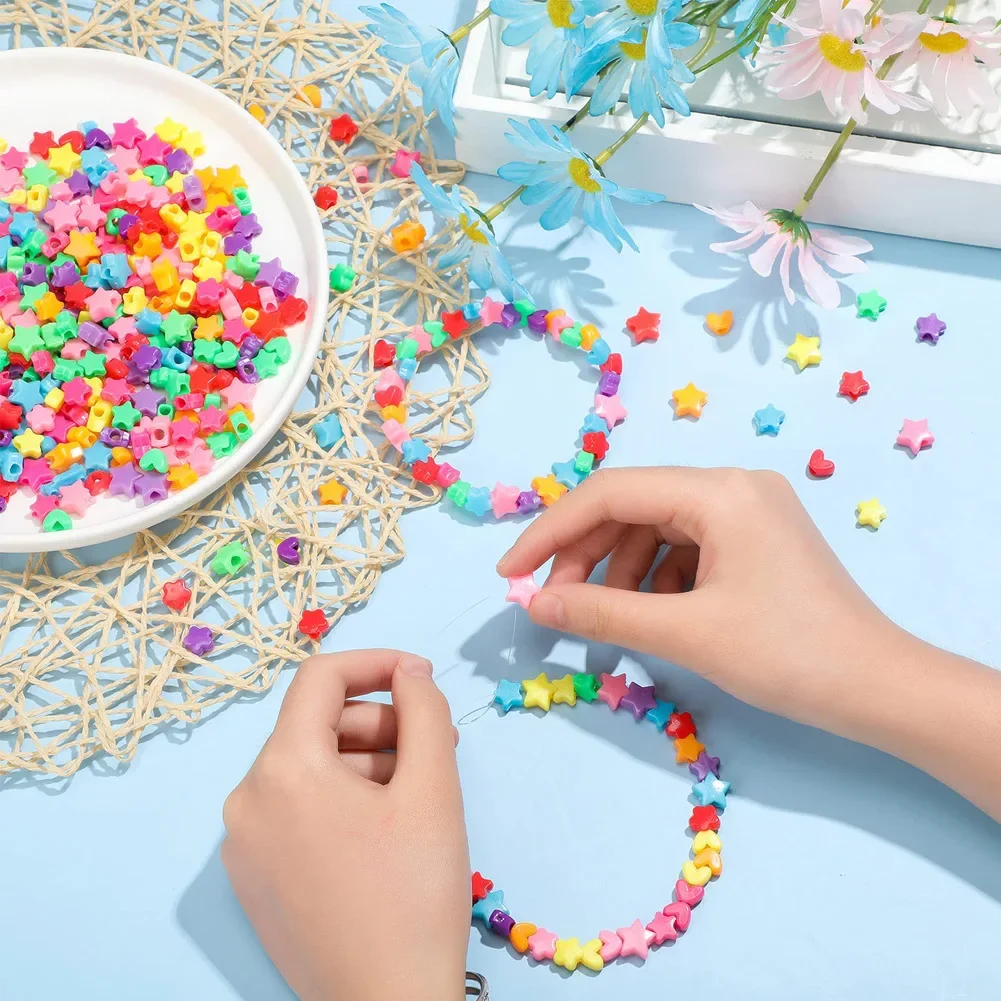 Color: Brown - 500pcs DIY Handmade Beaded Children's Toy Creative Loose Spacer Beads Crafts Making Bracelet Necklace Jewelry Kit Girl Toy Gift