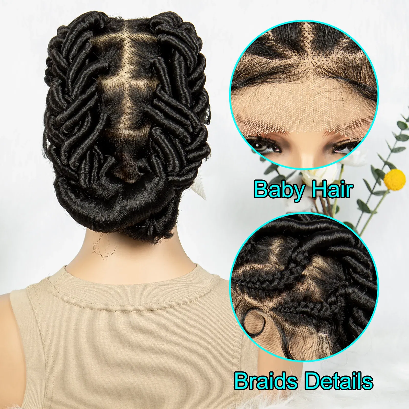 Kima Full Lace Braided Wigs Crochet Twisted Wigs Synthetic Knotless Cornrow Transparent Lace Front Wigs for Black Women
