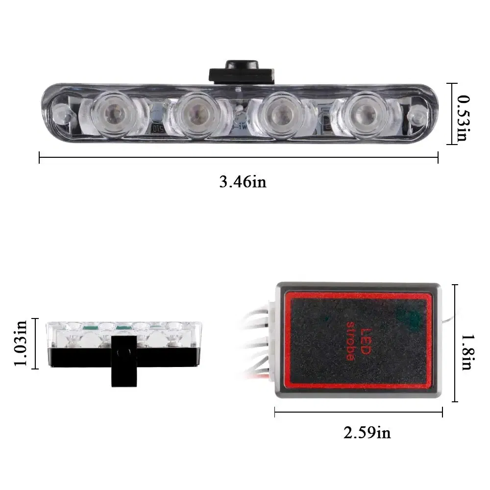 Emitting Color: changeable - 4 In 1 Red Blue Emergency Strobe Lights Police Lights 12V With Wireless Remote Control Flash Grille Light for Cars Truck Van SUV