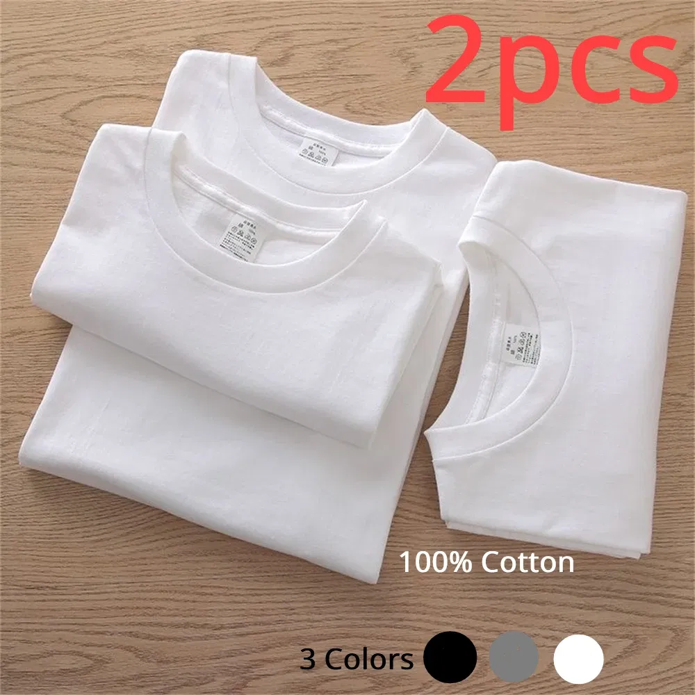 Color: Dark Grey, Size: XXXL, Sale by Pack: Pack of 2 - 2PCS 100% Cotton Solid T Shirts Men's and Women's Short Sleeve White Tees Casual Breathable Loose Round Neck T-shirt Couple Tops