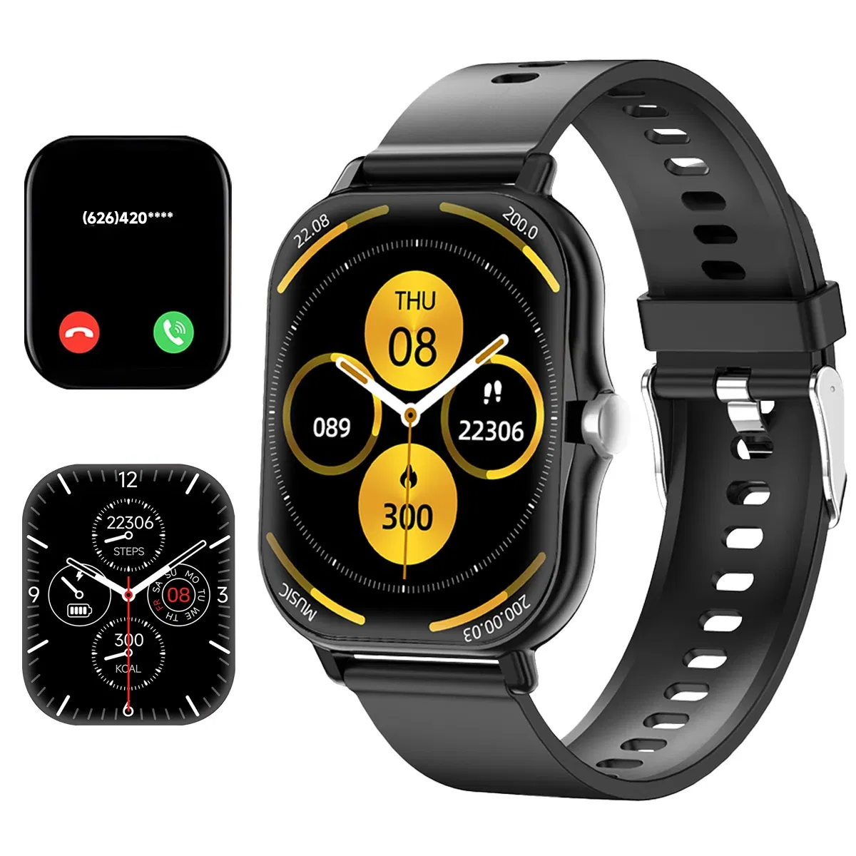 Color: black - 2.01 Inch Bluetooth Call Smartwatch IPhone for Men and Women Health Monitoring Watch Step Count Smart Watch