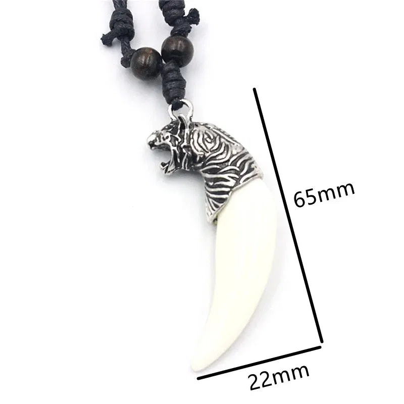 Metal Color: Plating Gun, Length: 60cm, Ships From: CHINA - 8 style Punk Alloy Wolf Leopard head Eagle Head Tiger Teeth Pendant Necklace  Charms Beads Sweater Chain Rope Women Amulet