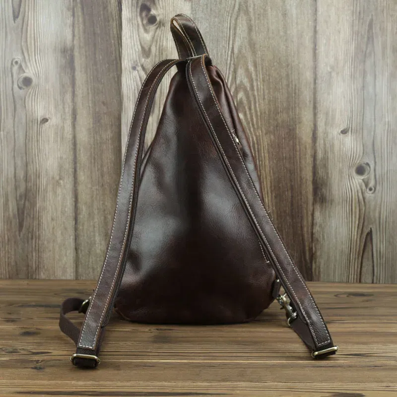 Color: Blue, Ships From: CHINA - Multifunction Men Bag Genuine Leather Backpack Man Women Cow Leather Rucksack Daypack 3 Use Chest Pack Female Small Travel Bags