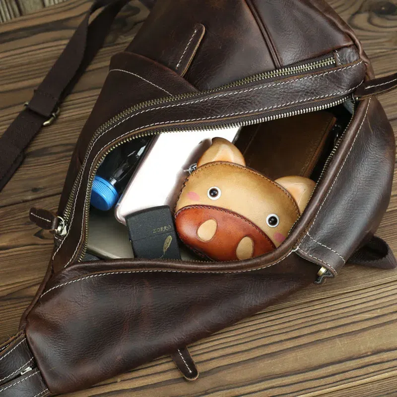 Color: Blue, Ships From: CHINA - Multifunction Men Bag Genuine Leather Backpack Man Women Cow Leather Rucksack Daypack 3 Use Chest Pack Female Small Travel Bags