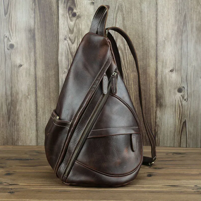 Color: Blue, Ships From: CHINA - Multifunction Men Bag Genuine Leather Backpack Man Women Cow Leather Rucksack Daypack 3 Use Chest Pack Female Small Travel Bags