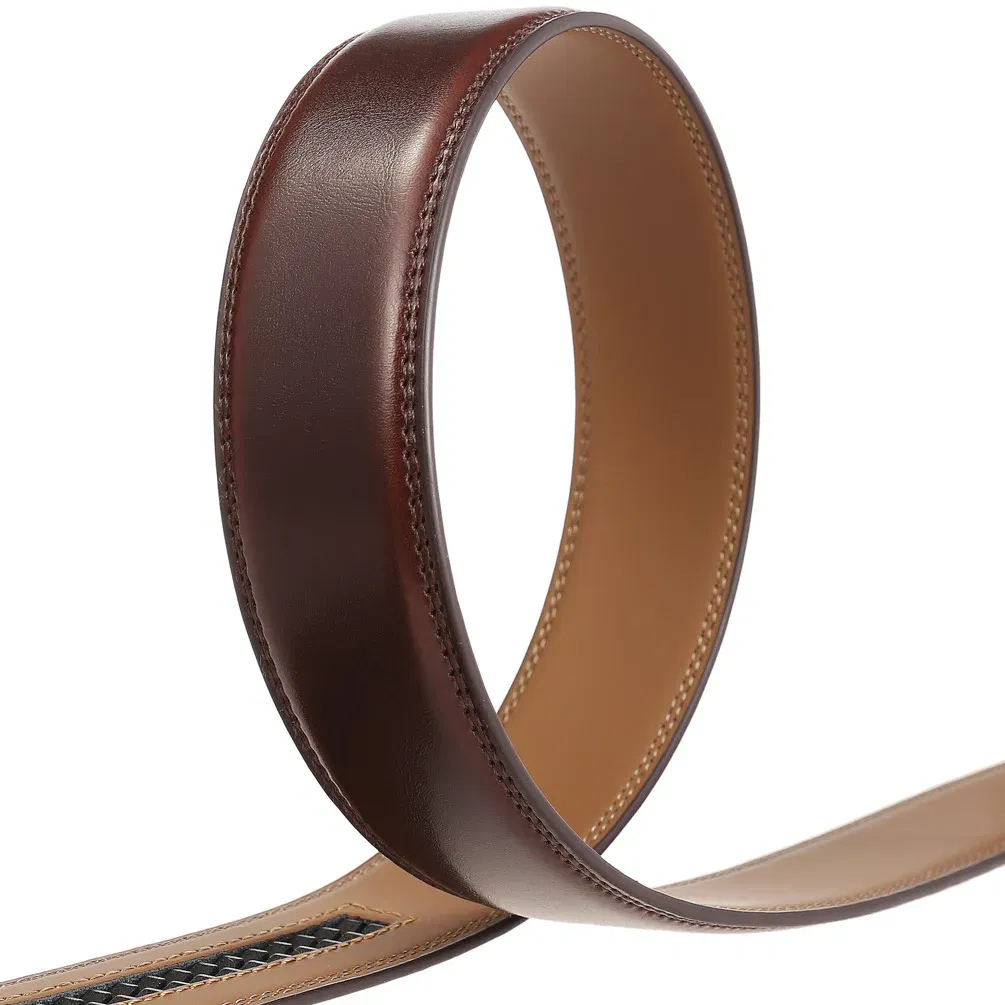 Color: black, Belt Length: 95cm - 90-130cm Brand No Buckle 3.0cm Wide Genuine Leather Automatic Belt Body Strap Without Buckle Belts Men Good Quality No Holes