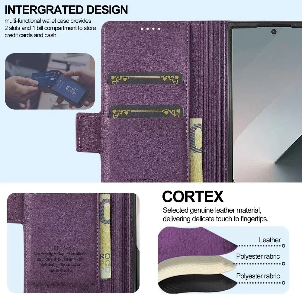 Color: Brown, Compatibility by Model: Galaxy Z Fold7 - Premium Leather Phone Case for Samsung Galaxy Z Fold 7 6 5 4 3 Fold6 Fold5 Fold4 5G with Pen Holder Wallet Flip Phone Cover