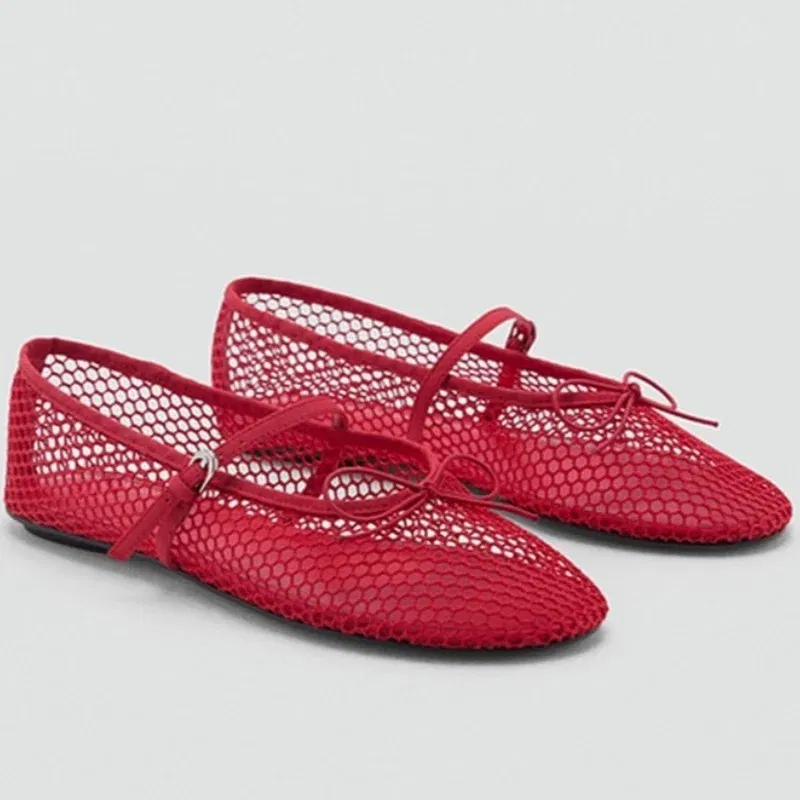 Color: Khaki, Shoe Size: 35, Ships From: CHINA - Mesh Summer Ballet Flats Shoes Women Buckle Strap Breathable 2025 New Flats Shoes Ladies Black Mary Janes Footwear Loafers