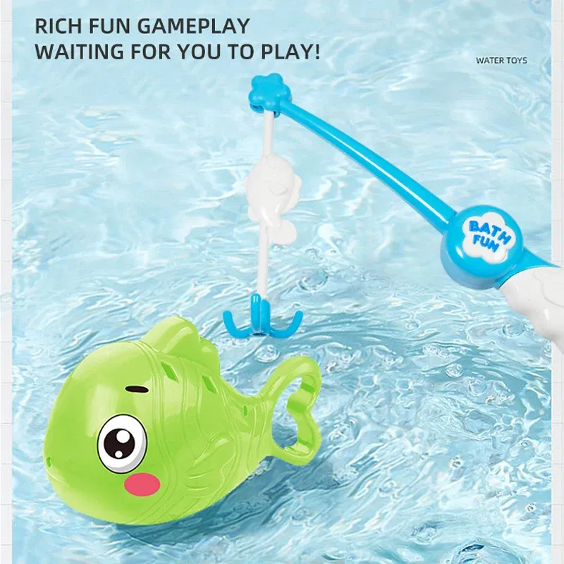 Color: PURPLE - Bath Toys Fishing Games with Fish Net Squirt Fishes Crab Pool Bath Time Bathtub Toy for Toddlers Baby Kids Infant Girls Boys Age