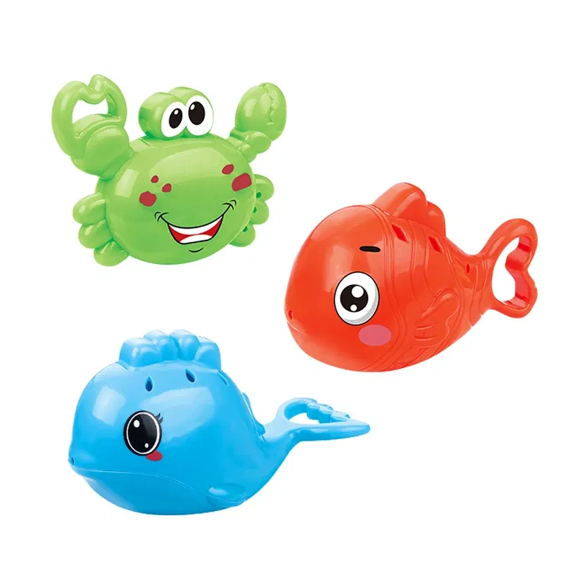 Color: PURPLE - Bath Toys Fishing Games with Fish Net Squirt Fishes Crab Pool Bath Time Bathtub Toy for Toddlers Baby Kids Infant Girls Boys Age