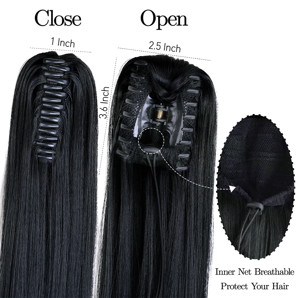 Color: NC/4HL, Bulk Buy: 1pc - 22Inch Synthetic Ponytail Hair Extension Long Straight Claw Clip Ponytail Heat Resistant Natural Wave For Women Blonde Hairpiece
