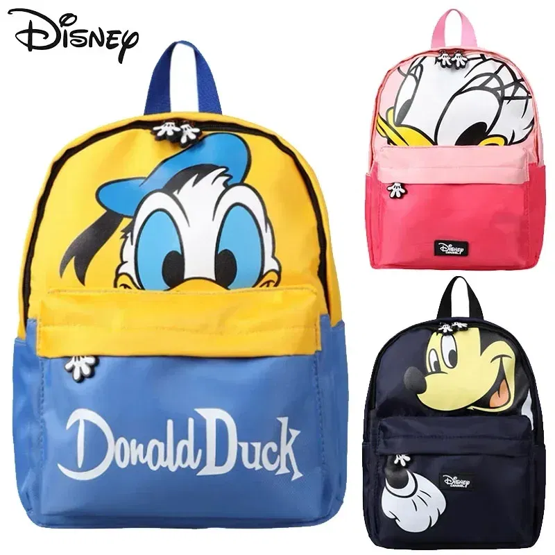 Color: black - Disney Cartoon Donald Duck Children's Backpack Cute Mickey Mouse Kindergarten Boys Girls Backpacks School Bags Children's Gifts